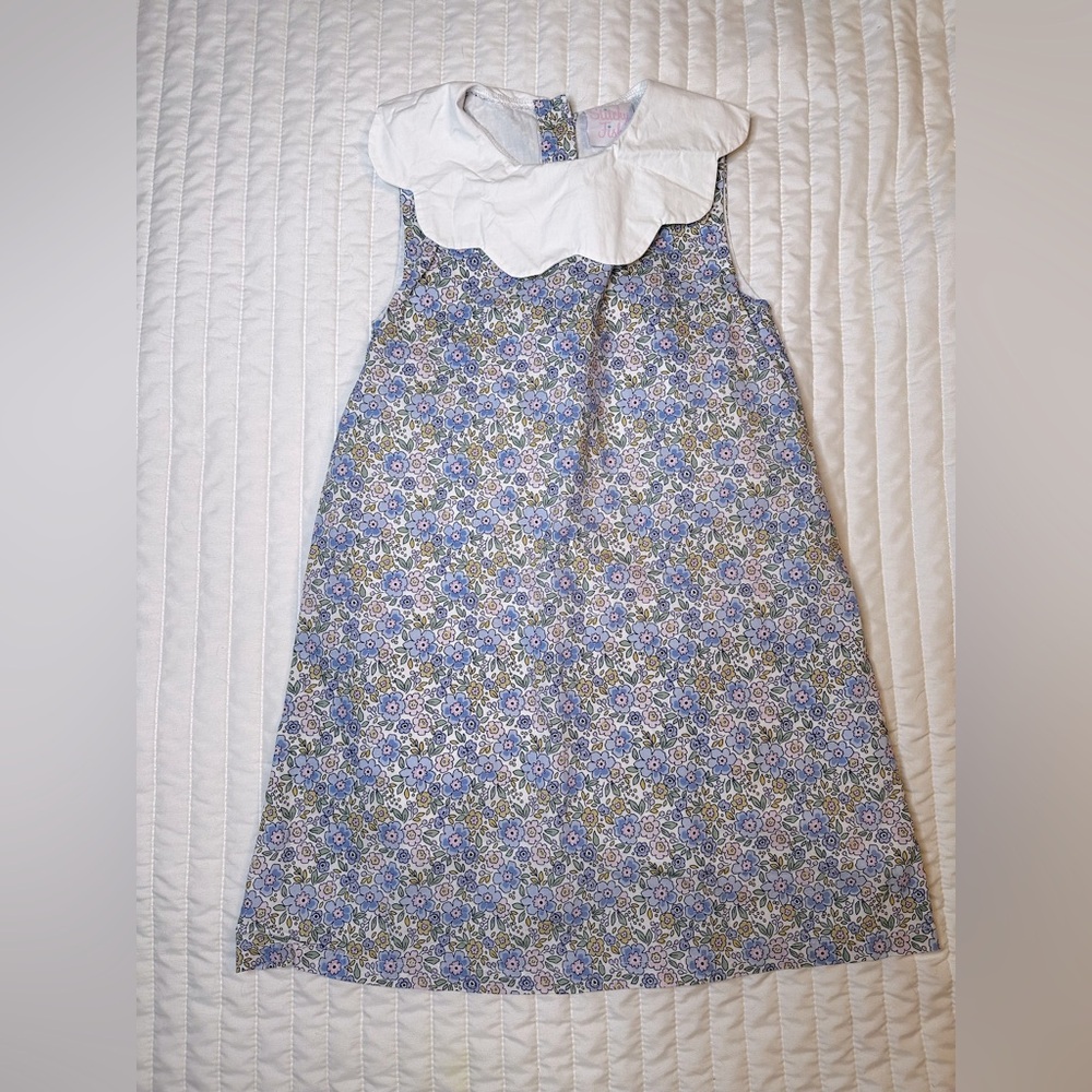 Floral Sleeveless Dress with White Collar - Stitchy Fish Size 6